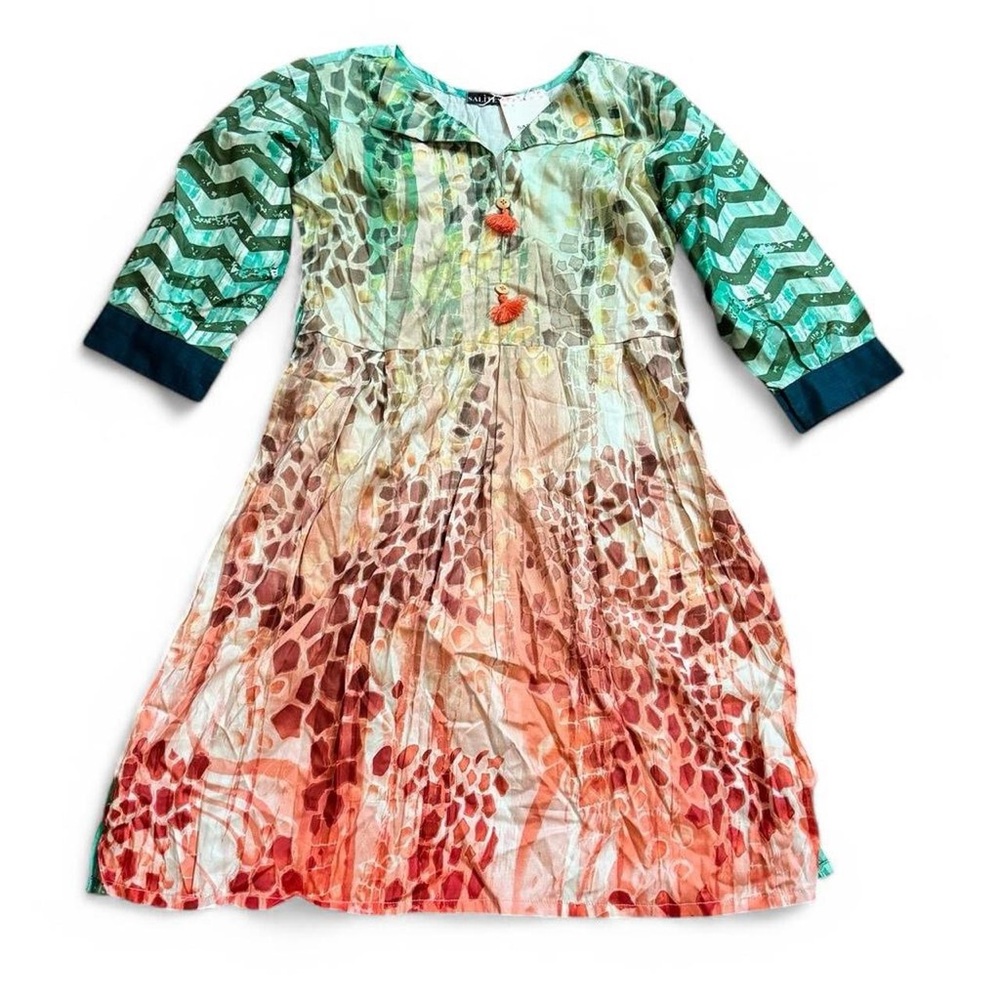 Salitex Pakistani Pret Kurti | Sea Green Cotton Satin | Size X Small | NWT